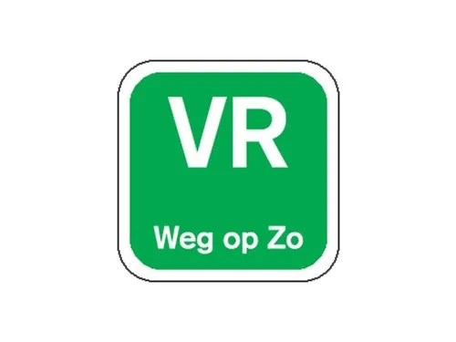 Label VR weg op ZO Groen Afwasbaar doos 1.000st