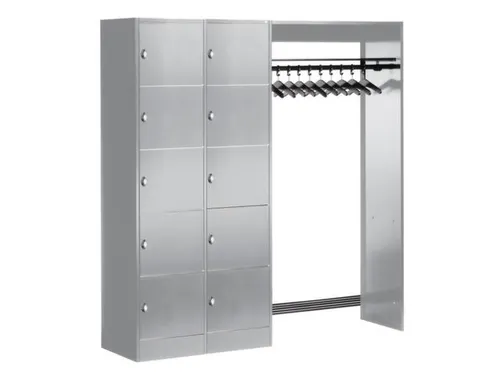 locker met kapstok,HxBxD 1950x1850x480mm,romp RAL7021,front RAL7021