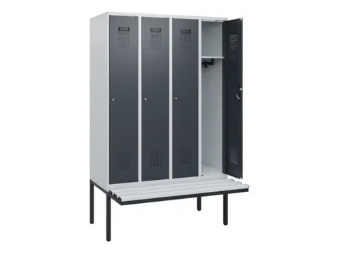 locker met bank,HxBxD 1950x1200x815mm,4vak,vak B 300mm,cilinderslot