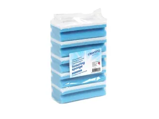 Schuurspons Cleaninq met greep 140x70x42mm blauw/wit 5 stuks - 2