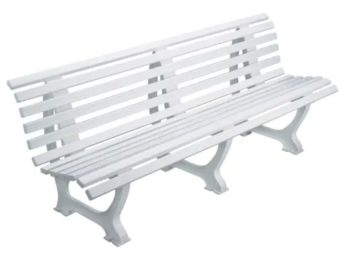Kunststofbank 800x2000x420mm Zit H 410mm 12 Latten 3 Pootstellen Wit
