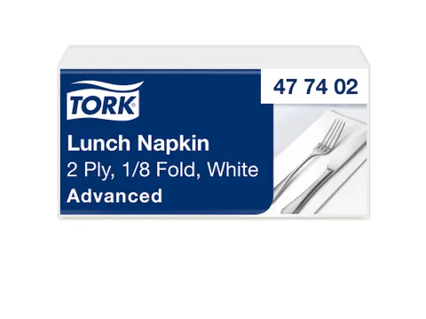 Servetten Tork 477402 Advanced 2-laags 33x33cm 1/8 vouw wit 200st.