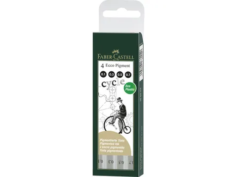 Tekenpenset Faber Castell Ecco Pigment 4-delig Etui