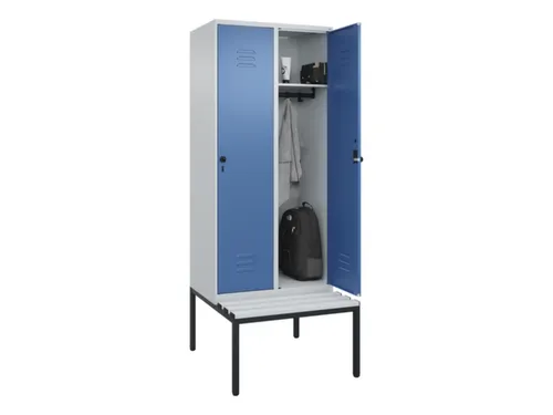locker met bank,HxBxD 2120x800x815mm,2vak,vak B 400mm,draaigrendel