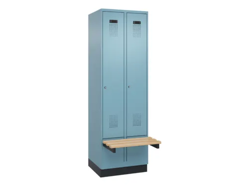 locker met bank,HxBxD 1950x600x815mm,2vak,vak B 300mm,cilinderslot