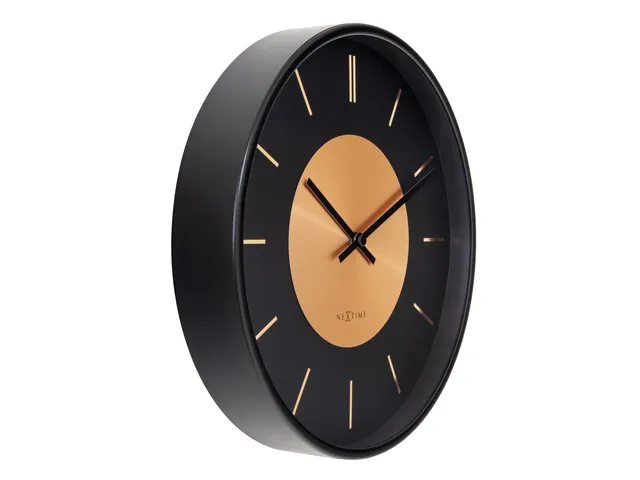 Wandklok NeXtime Retro II 25cm zwart/koper metaal