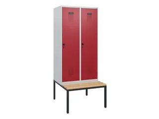 locker met bank,HxBxD 1950x800x815mm,2vak,vak B 400mm,draaigrendel - 2