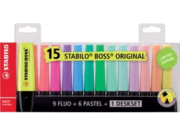 Markeerstift STABILO BOSS Original 70/15 assorti deskset à 15 stuks