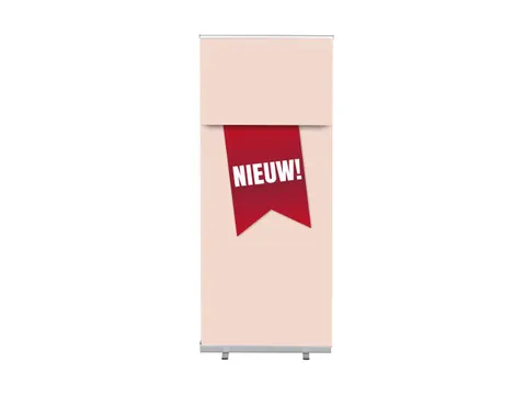 Roll-Banner 85x200 complete set met print "NIEUW" Rood