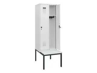 locker met bank,HxBxD 1950x600x815mm,2vak,vak B 300mm,draaigrendel - 1