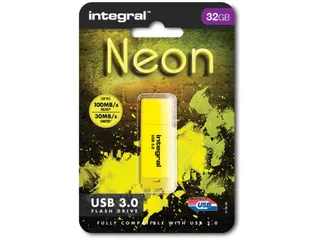 Integral Neon Usb-Stick 3.0, 32gb, Geel - 1