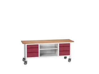 werkbank,HxBxD 830x2000x600mm,multiplexblad,uitrusting: 6laden,legbord - 1