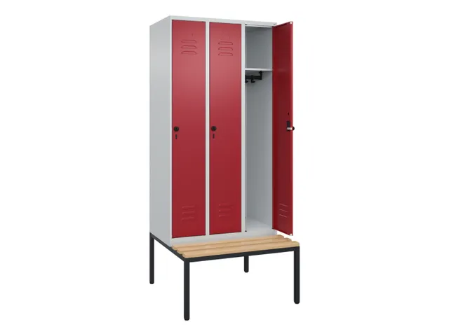 Armoire vestiaire Classic+ 3 comp 212x90x81,5cm gris clair/rouge rubis