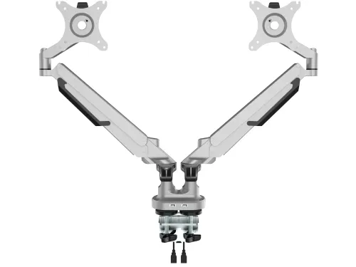 Dubbele monitorarm incl. USB poorten Grijs