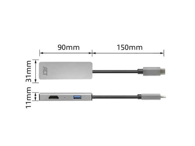 Adapter ACT USB-C 4K multiport voor 2 HDMI monitoren