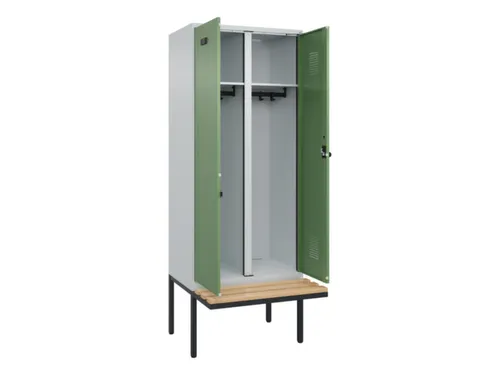 locker met bank,voor scheiding van kleding,HxBxD 2120x800x815mm,2vak