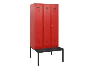 locker met bank,HxBxD 1950x900x815mm,3vak,vak B 300mm,cilinderslot - 2