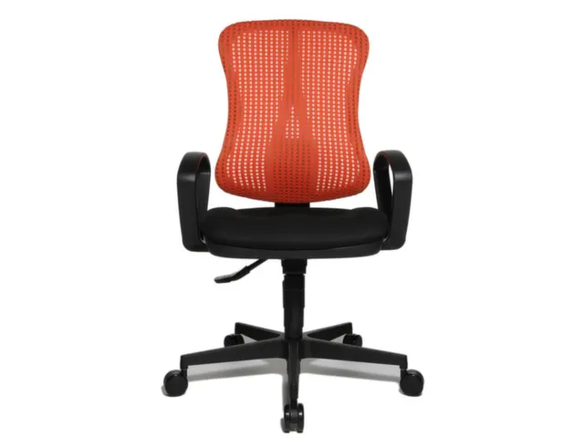 Bureaustoel Zitting Zwart Rugleuning Met Netbekleding In Koraalrood