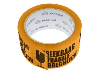 Verpakkingstape Raadhuis 48mmx66m oranje breekbaar - 2