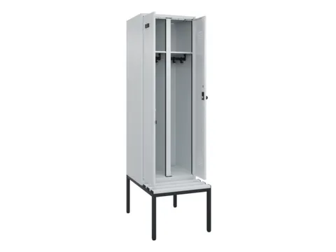 locker met bank,voor scheiding van kleding,HxBxD 2120x600x815mm,2vak