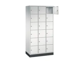 lockerkast,RAL 7035,HxBxD 1950x920x500mm,3x6vakken,cil.-slot,sokkel - 1