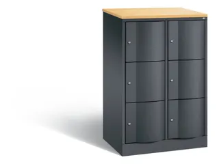 lockerkast cil.slot 1255x770x540mm 2x3 vakken RAL7021 front RAL7021 - 1