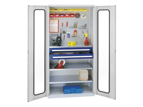 werkplaatskast,HxBxD 1950x1000x600mm,3xStalen bodem,2lade(n),RAL5010