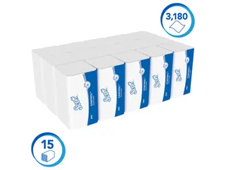 Handdoek Scott i-vouw 1-laags 21.5x31.5cm wit 15x212stuks 6663 - 3