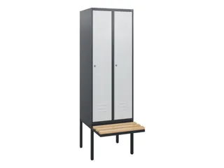 locker met bank,HxBxD 1950x600x815mm,2vak,vak B 300mm,cil.-slot - 1