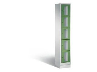 Lockerkast 1800x320x500mm 1x5 vakken Cilinderslot, Sokkel, RAL6011 - 2