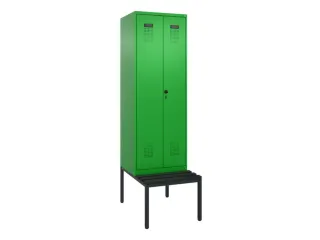 PBM-locker met bank,HxBxD 2120x600x815mm,2vak,vak B 300mm,draaigrendel - 2