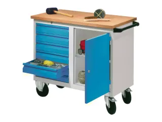 Werkplaatswagen 6 Laden 400kg Staalplaat Ral7035 Front Ral5012 - 2