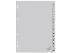 Tabblad ECO Kangaro A4 cijfers 180 grams grijs karton 23-gaats 15-deli