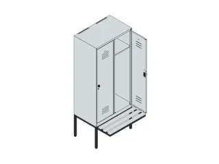 locker met bank,HxBxD 1950x800x815mm,2vak,vak B 400mm,draaigrendel - 5