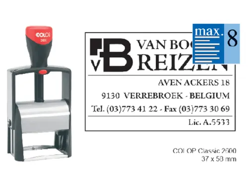 Tekststempel Colop 2600 +bon 8regels 58x37mm zwart