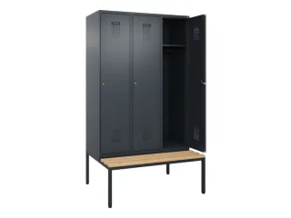 locker met bank,HxBxD 2120x1200x815mm,3vak,vak B 400mm,cilinderslot - 1