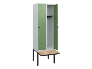 locker met bank,HxBxD 1950x600x815mm,2vak,vak B 300mm,draaigrendel - 2