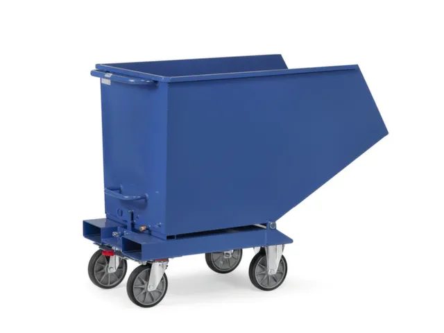 Bakwagen Met Wielen Met Vorksloffen Inhoud 400ltr Blauw Ral 5007