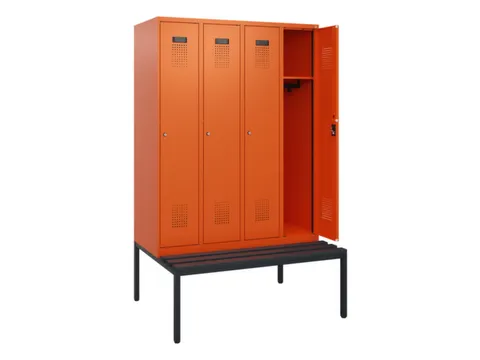 locker met bank,HxBxD 1950x1200x815mm,4vak,vak B 300mm,cilinderslot