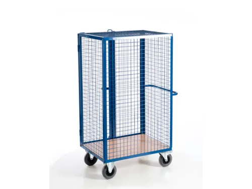 kastwagen,draagverm. 600kg,laadvl. LxB 980x700mm,houtplaat,3gaaswanden