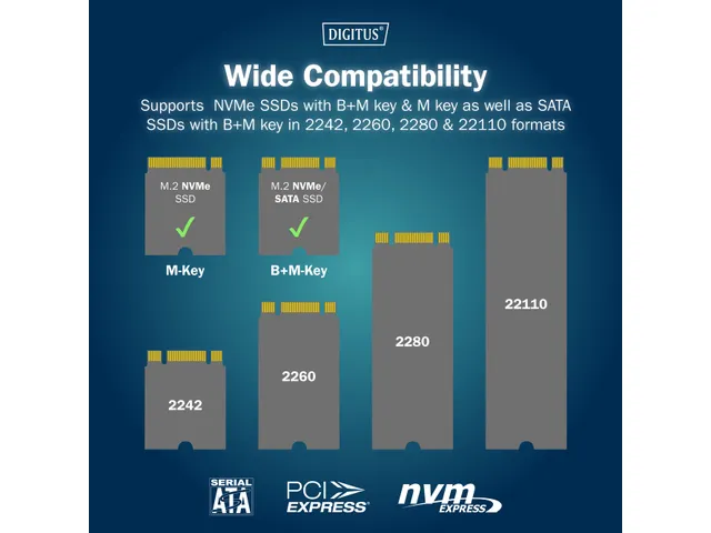 DIGITUS M.2 NVMe + M.2 SATA SSD docking station met SD Express kaartle
