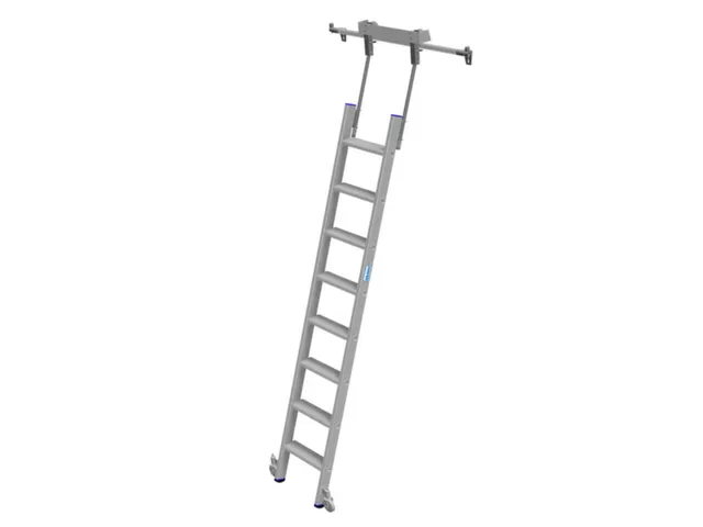 verrijdbare stellingladder,balk L 2,2m,v. H tot 2,37m,8,treden