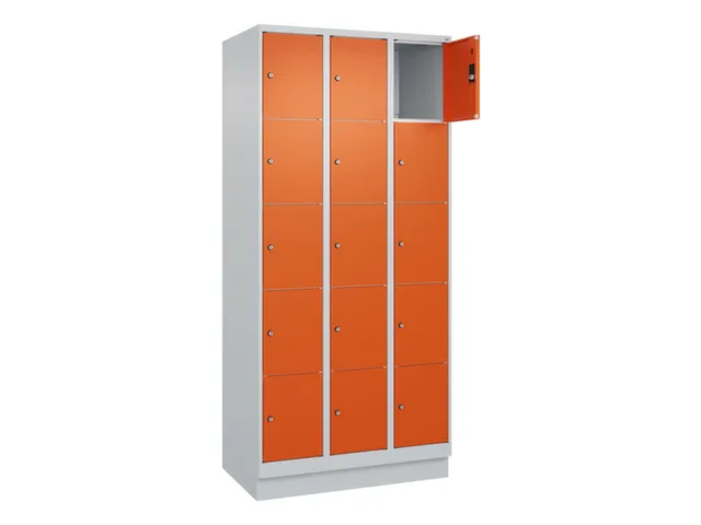 lockerkast,HxBxD 1950x900x500mm,3x5vakken,vak B 300mm,cil.-slot,sokkel