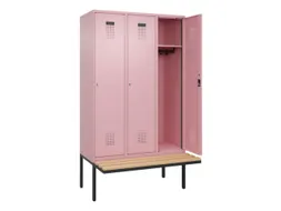 locker met bank,HxBxD 2120x1200x815mm,3vak,vak B 400mm,cilinderslot