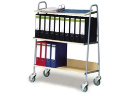 Ordnerwagen,Draagverm. 120Kg,3Etage(S),Houten Legborden,3Legborden