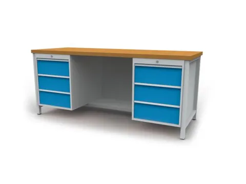 établi HxlxP 860x2000x750mm piètement RAL3003 faces avant RAL3003