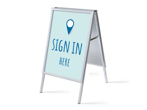 Stoepbord A1 complete set met print "Sign in here" Blauw