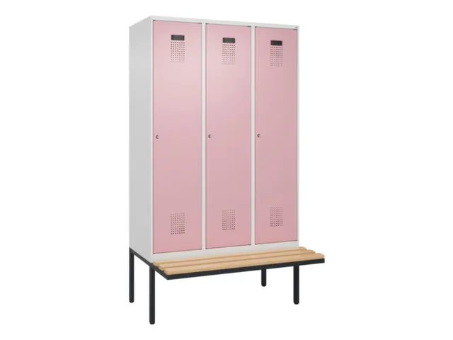 locker met bank,voor scheiding van kleding,HxBxD 2120x1200x815mm,3vak
