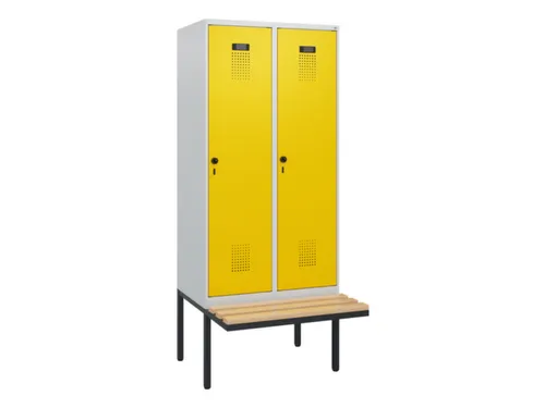 locker met bank,HxBxD 1950x800x815mm,2vak,vak B 400mm,draaigrendel
