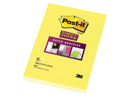 Memoblok 3M Post-it 660 Super Sticky 102x152 geel met lijn